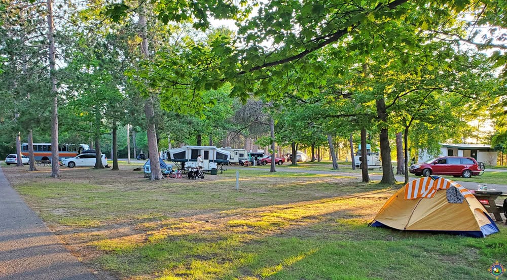 View of campsites at Marquette Tourist Park