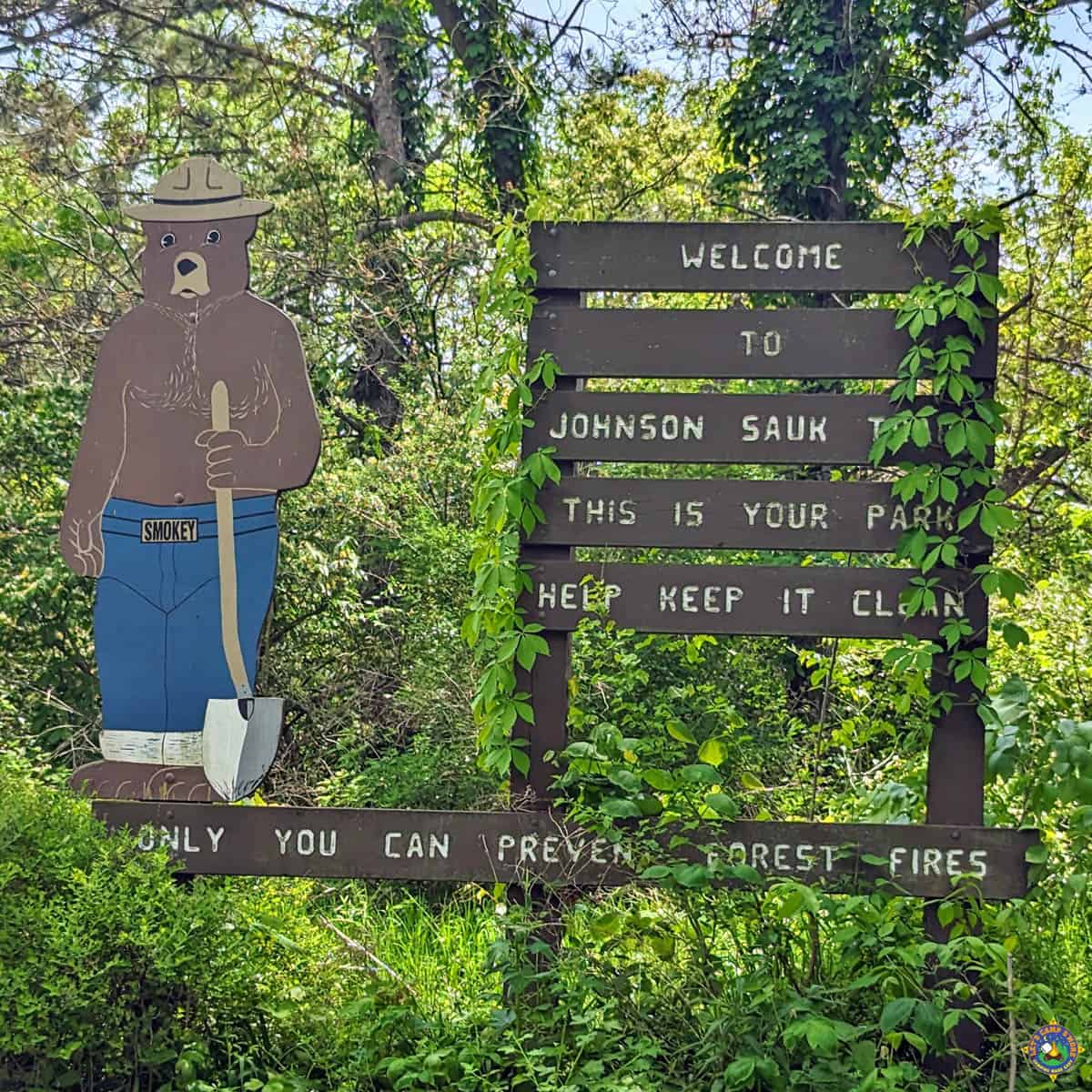 Smokey the Bear Sign at Johnson Sauk Trail