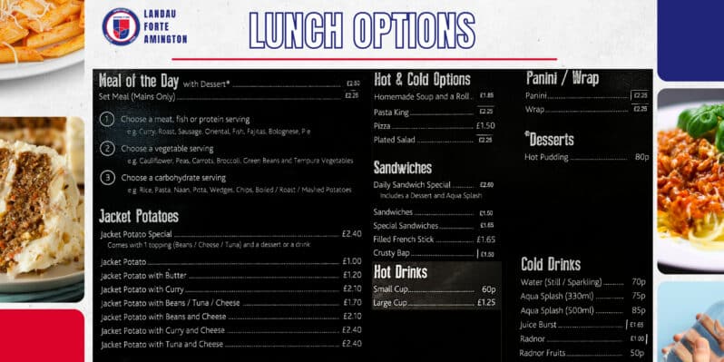 Canteen Lunch Menu Prices