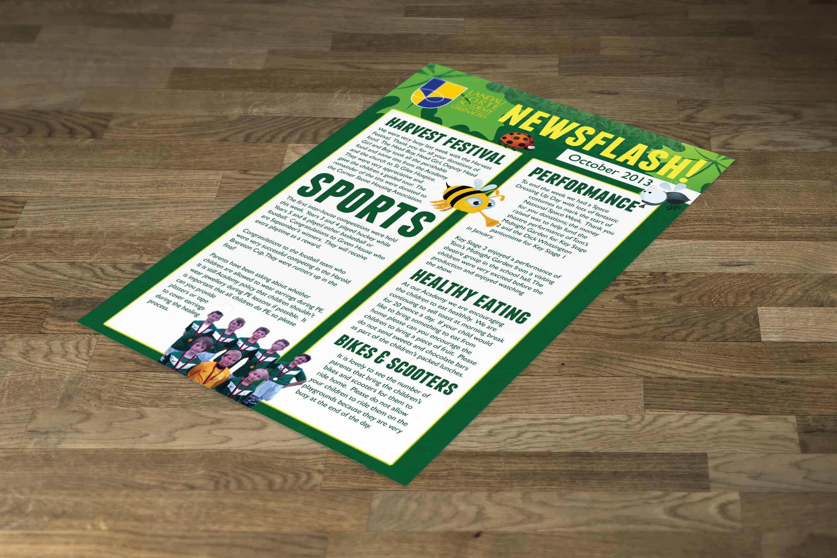 Newsflash Mockup on a wooden surface