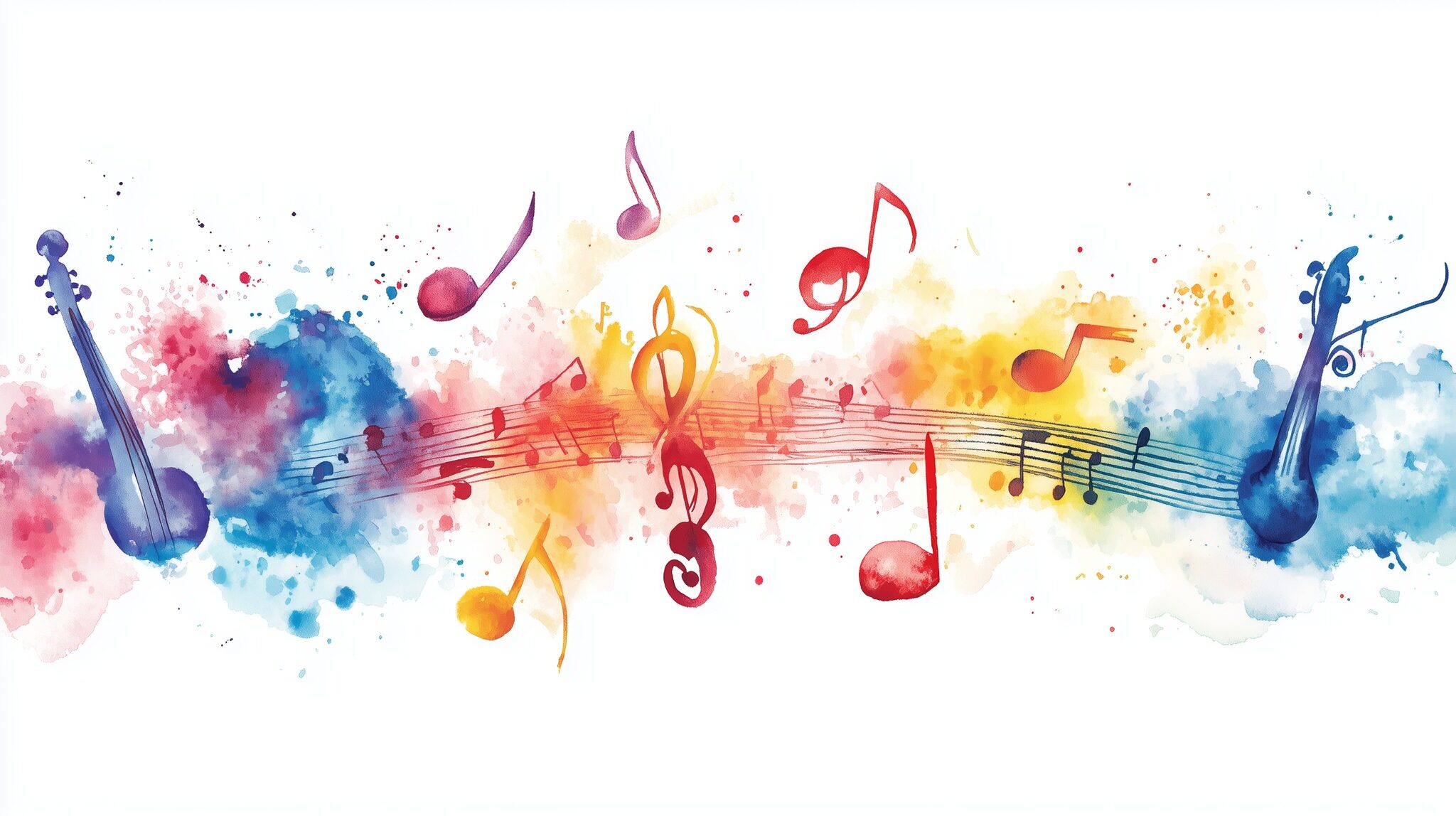 vecteezy colorful watercolor illustration of musical instruments and 50682142