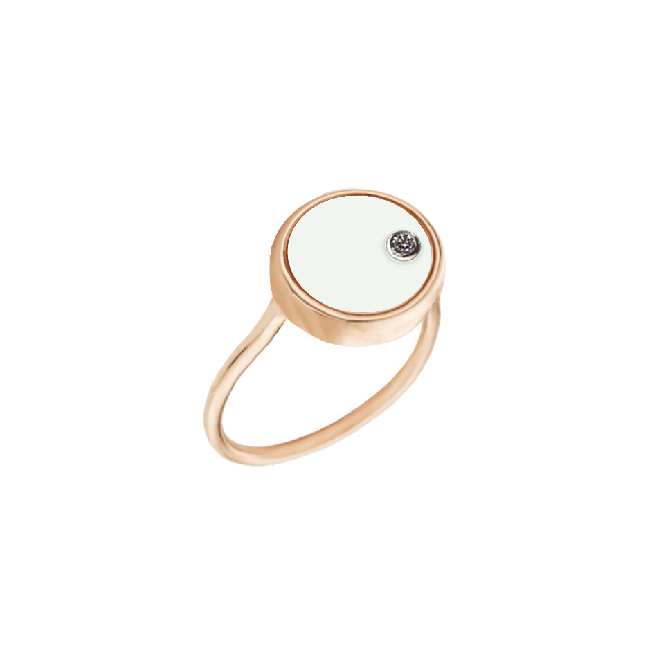 Cancer ring in white and gold colors.