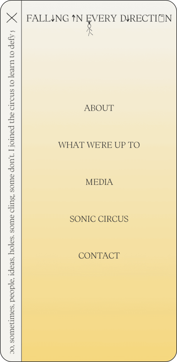 Menu of Falling in Every Direction on mobile