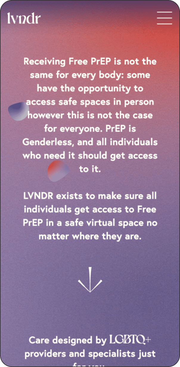 Homepage of LVNDR website on mobile