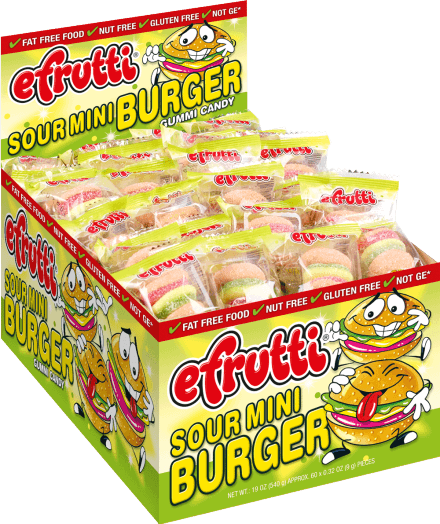 EFRUTTI GUMMI MINI SOUR BURGER .25C 60CT