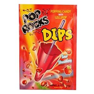 POP ROCKS DIPS SOUR STRAWBERRY 18CT NEW