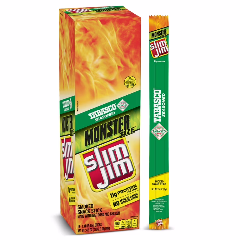 SLIM JIM MONSTER TOBASCO 18CT