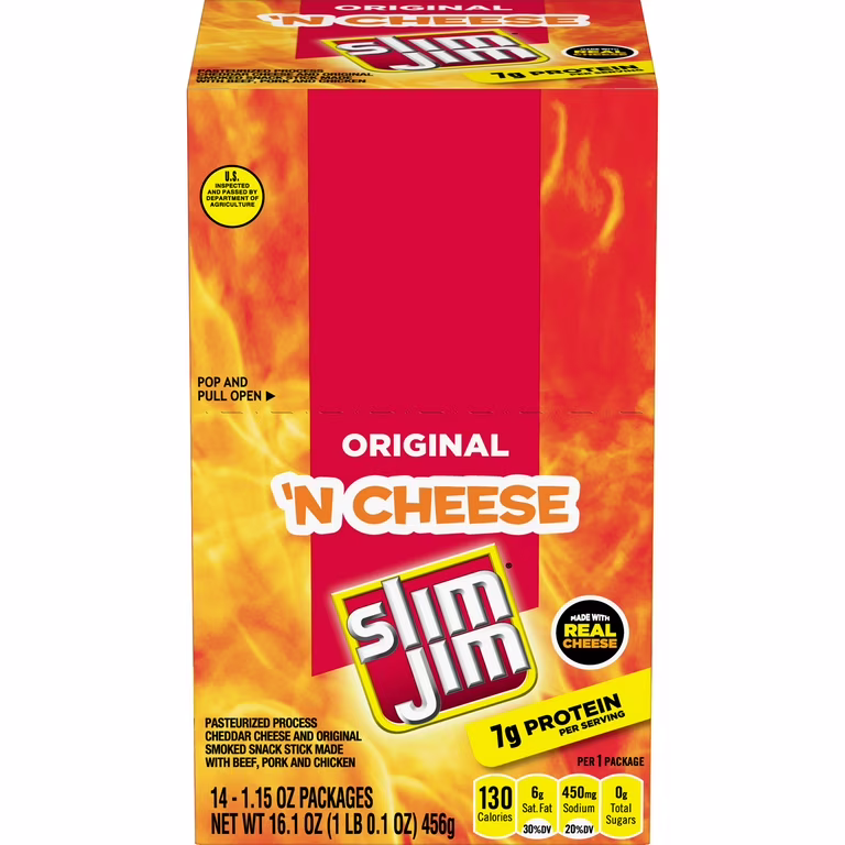 SLIM JIM ORIGINAL N CHEESE 14CT
