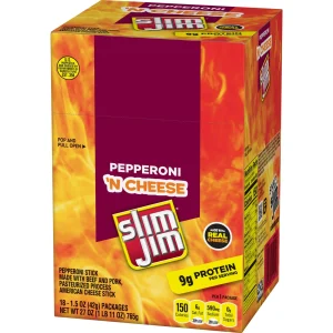 SLIM JIM PEPPERONI N CHEESE 18CT