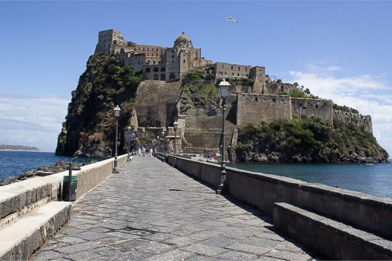 Castello Aragonese on Ischia Island. Learn how to get to Ischia from Naples, Rome, Amalfi Coast, Sorrento or Capri.