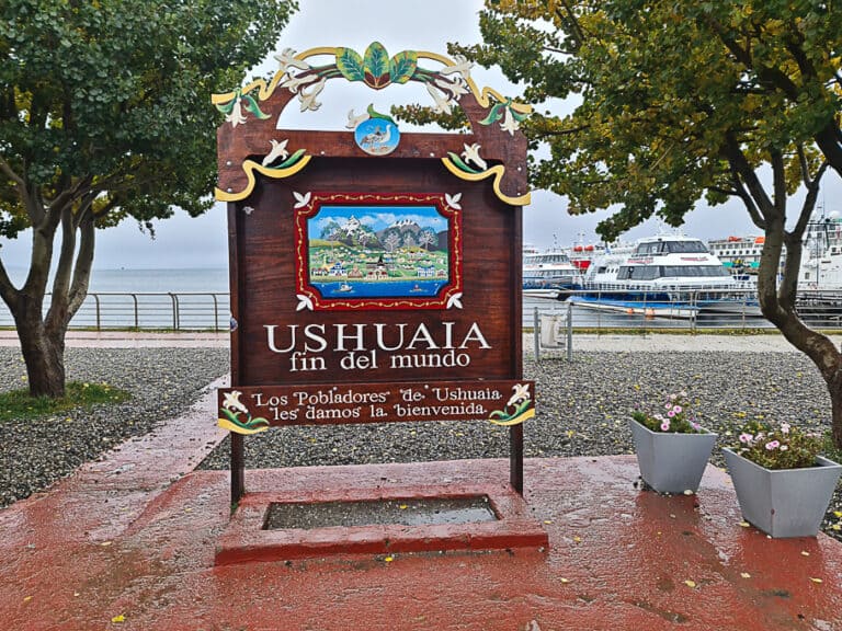 Ushuaia End of the World sign. Taking a photo of yorself next to it is a must thing to do in Ushuaia Argentina.