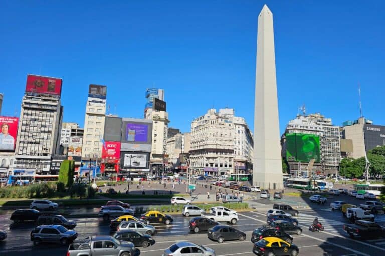 The view of the Obelisk of Buenos Aires from Escalinatas-Diagonal Norte