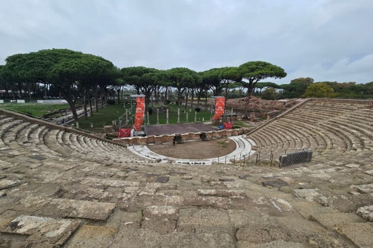Ostia Antica amphitheater, a well-preserved Roman structure and a top thing to see in Ostia Antica.
