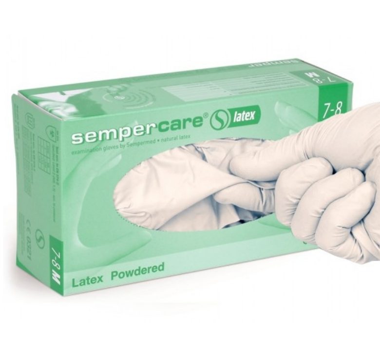 sempercare kesztyű latex púderezett L