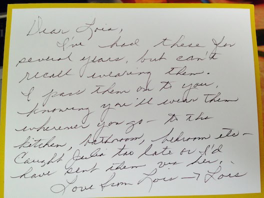 Lois Stanton Van Dahm note