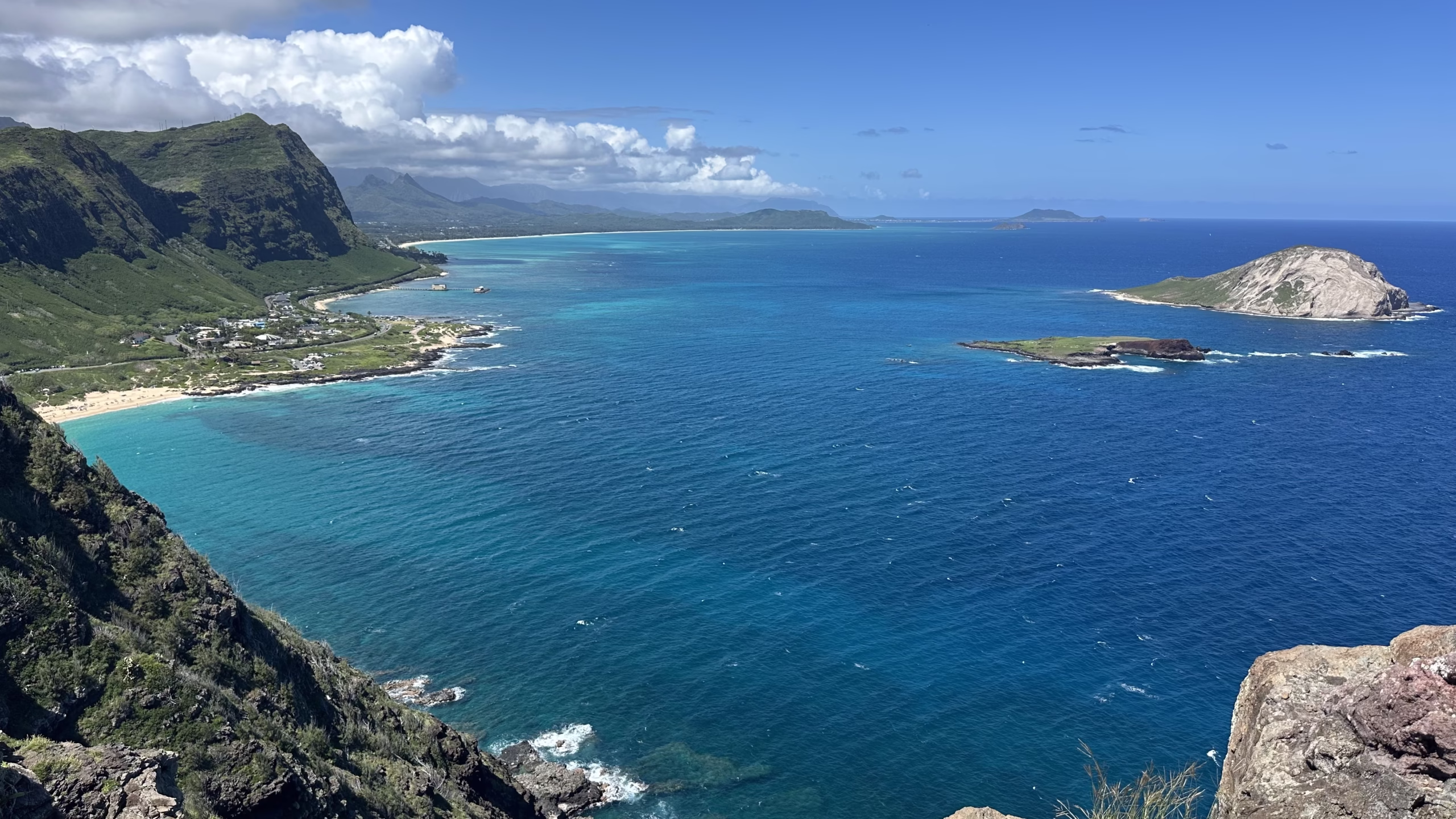 View from high atop a mountain overlooking the sea
