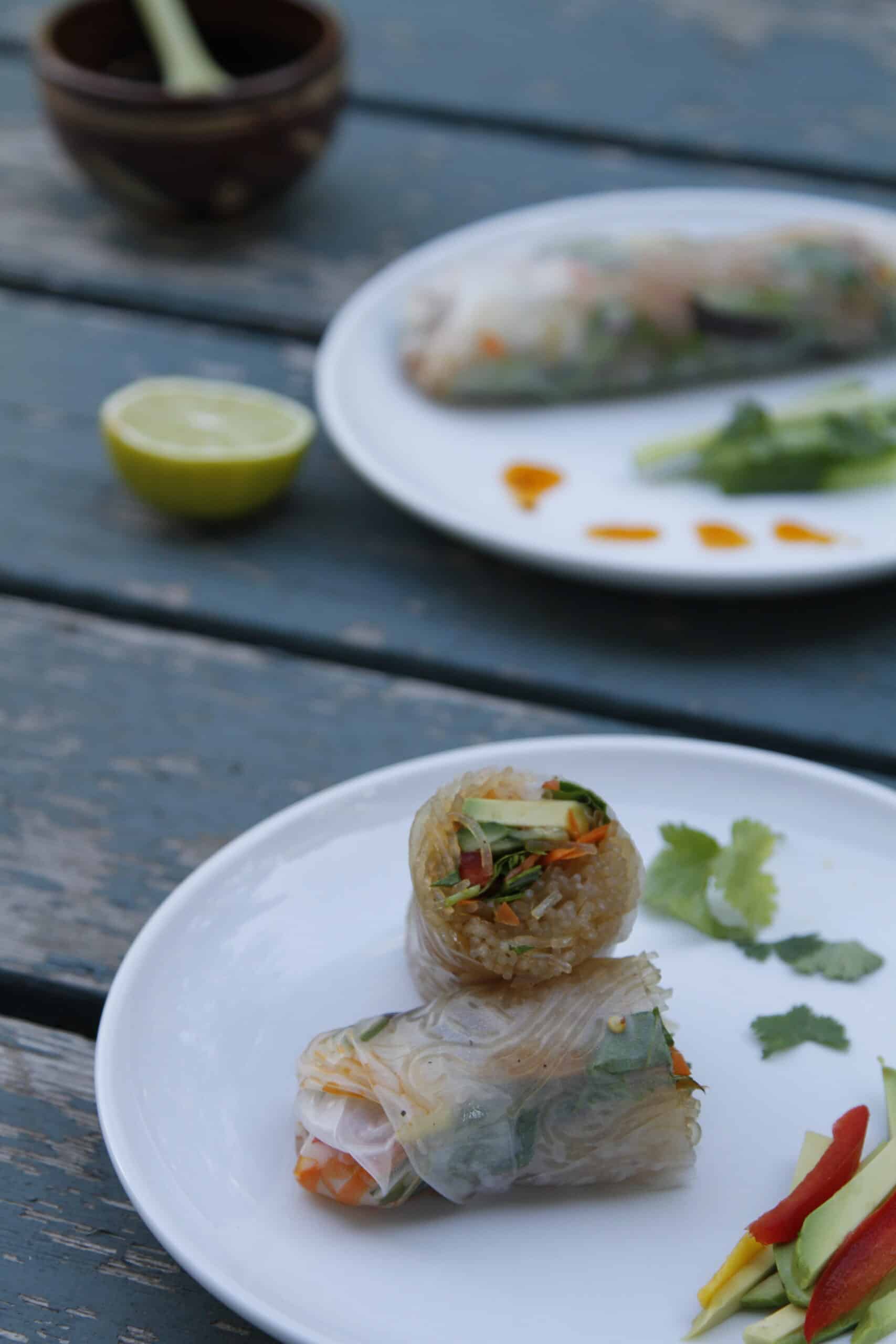 Coconut Mushroom Salad Rolls