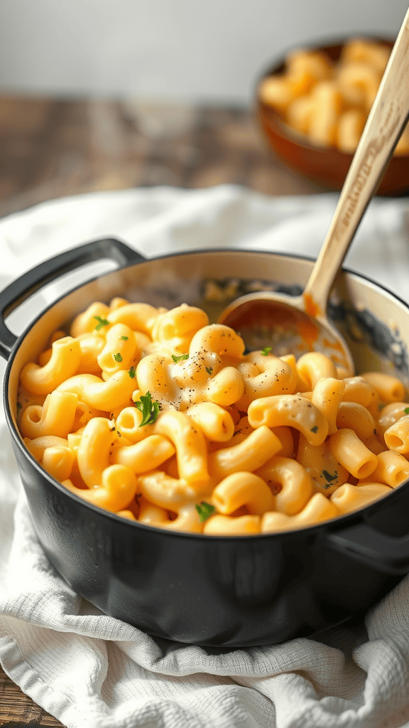 A delicious bowl of one-pot mac and cheese with creamy cheese sauce and elbow macaroni.