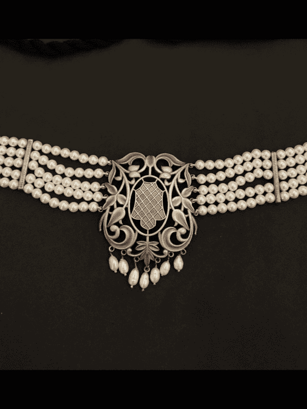 Swarovski Pearls Choker - Silver Matte - Image 3