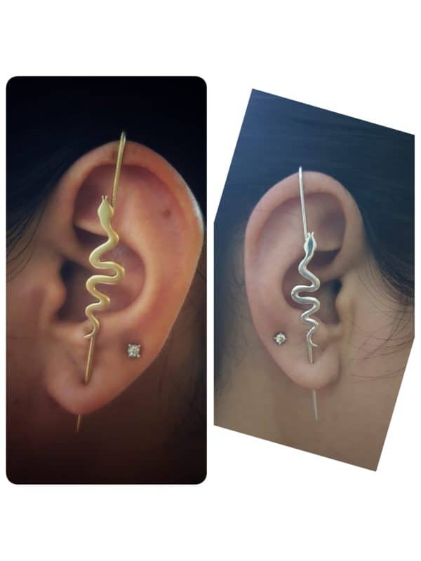 Gold Plated Snake Ear Clips / Ear Cuffs (Pair)
