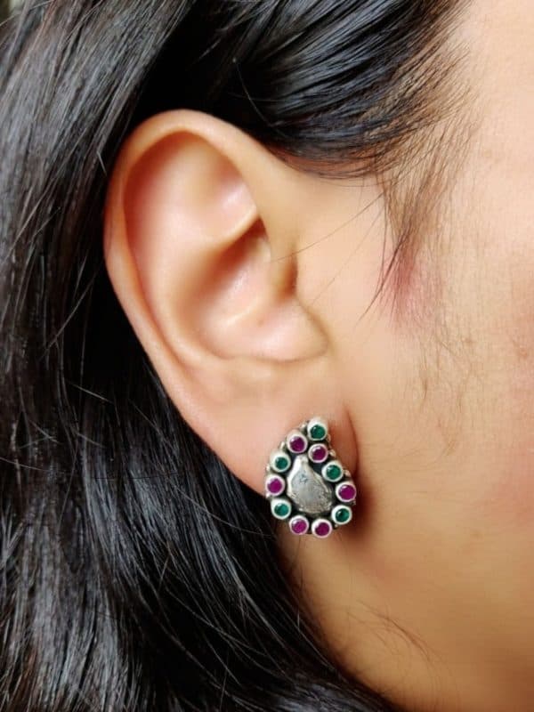 Paisley studs - Red and Green - Image 2