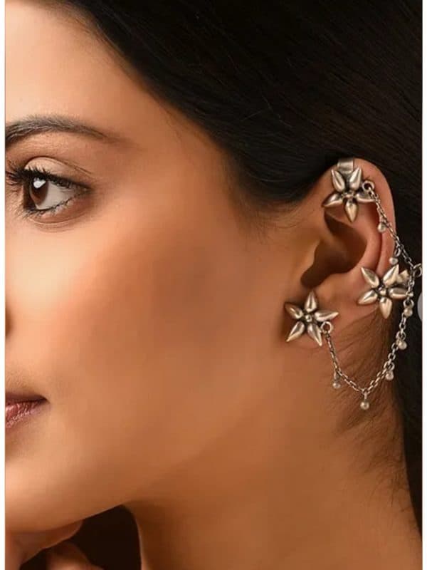 3-Flower Ear Clips / Ear Cuffs (Pair)