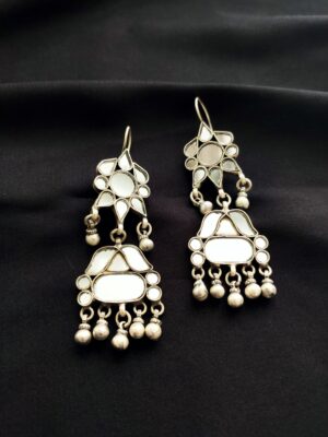 White Glass Earrings