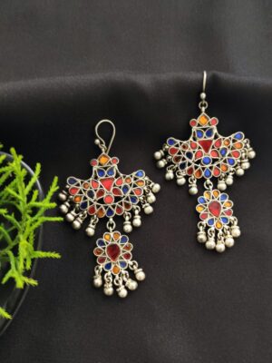 Multicolored Glass Chandelier Earrings