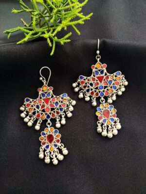 Multicolored Glass Chandelier Earrings