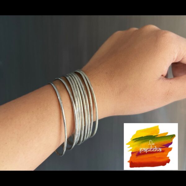 Plain Silver Bangles Size 2.6 - Set of 6 - Image 4