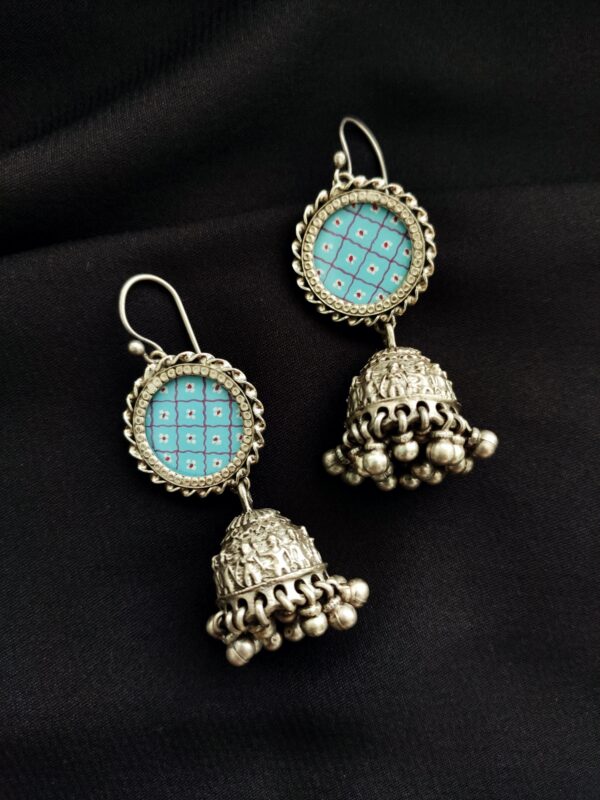 Blue Handpainted Glass Jhumkas
