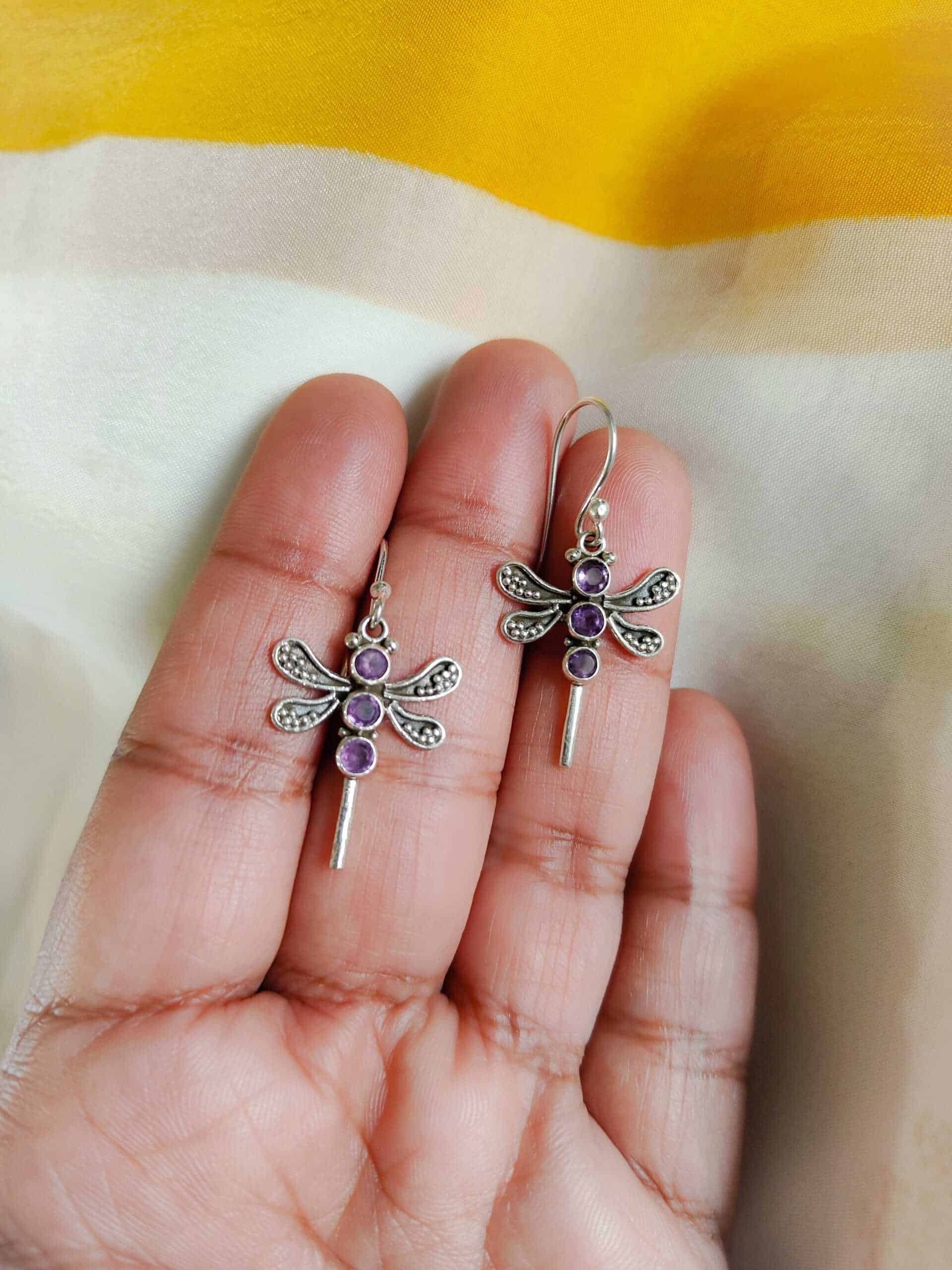 Papeeha’s Signature Dragonfly Earrings – Amethyst
