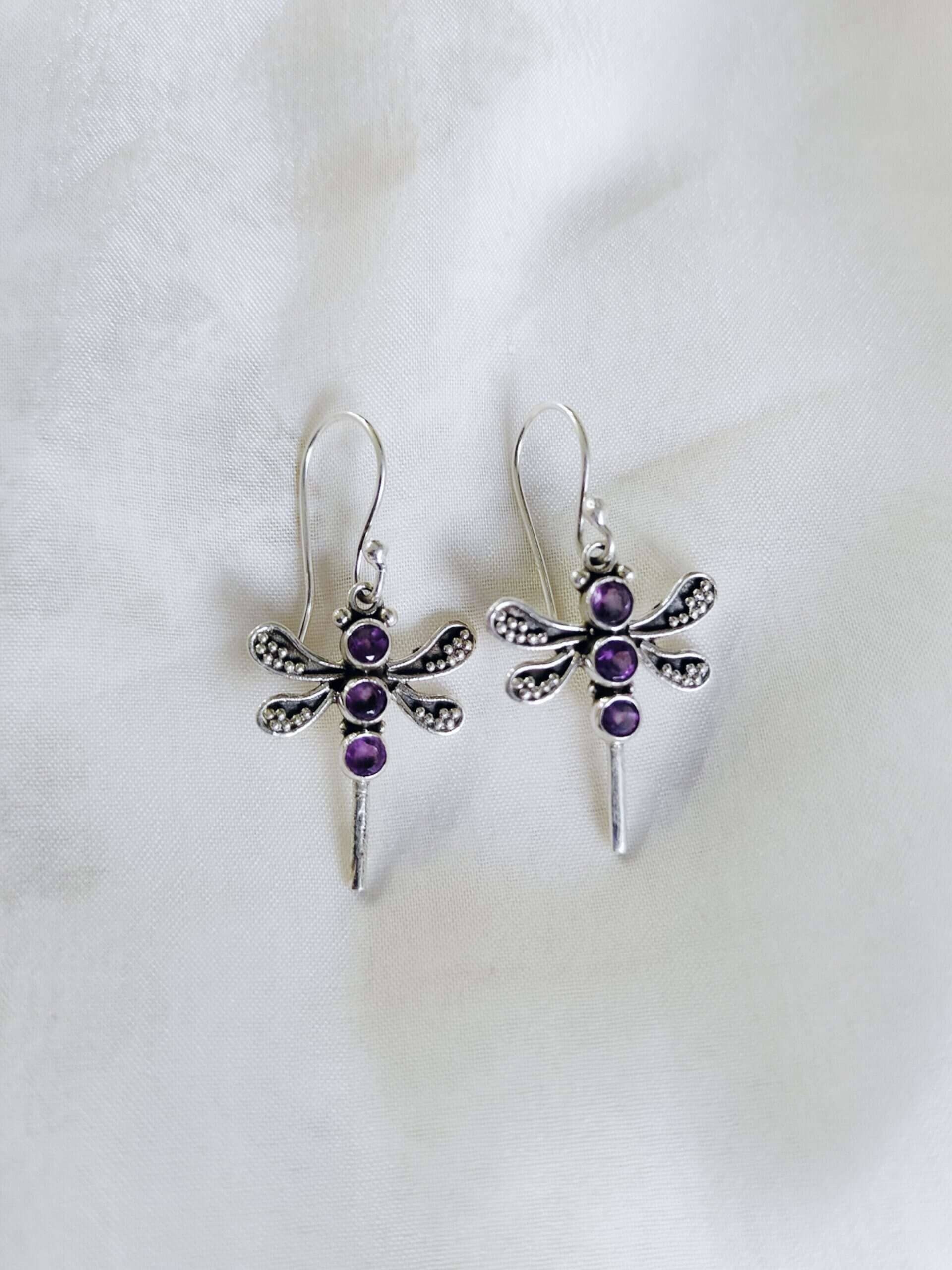 Papeeha’s Signature Dragonfly Earrings – Amethyst