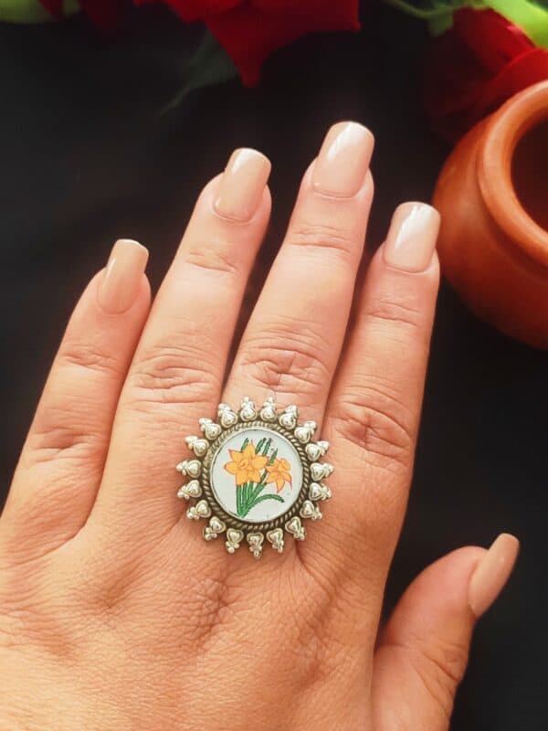 Glass Painting Ring - Lily :)