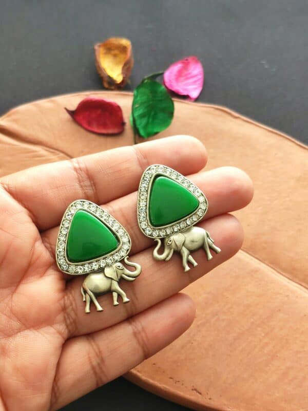 Elephant Studs with Zircons and Onyx - Image 3