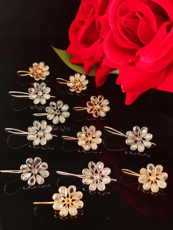 Polki Flower Hooks - GOLD Plated - Image 5