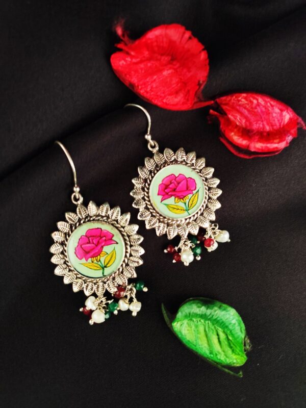 Hand-painted Glass Earrings - 2 - Image 2