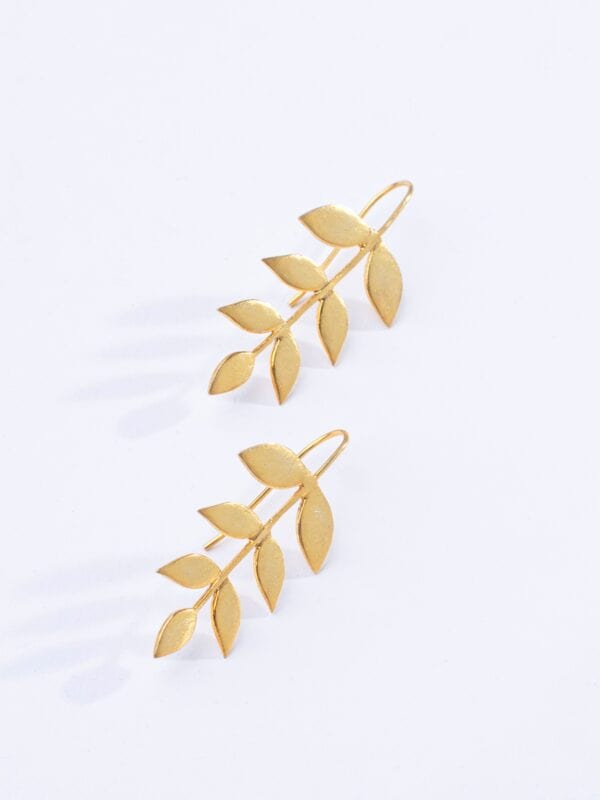 FLORA - Papeeha's Signature Leaf Cluster Earrings - GOLD - Image 5