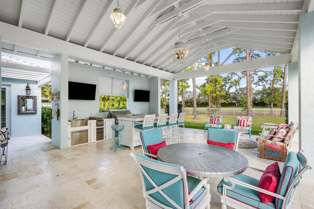 home remodel with exterior kitchen and patio