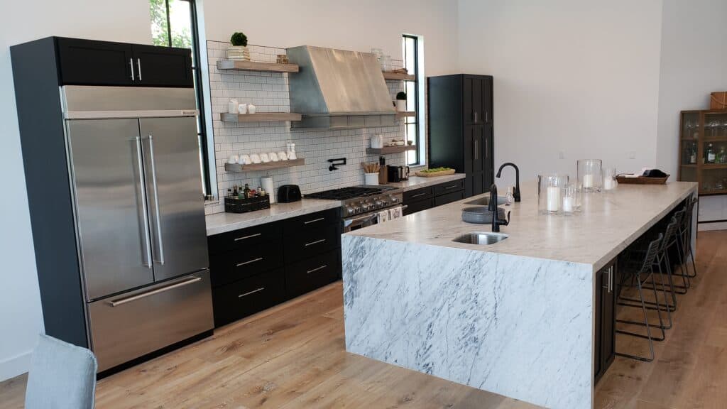 kitchen remodel contemporary waterfall countertop