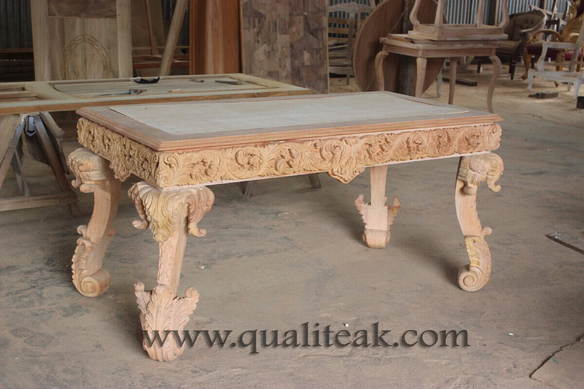 Heavily carved antique furniture