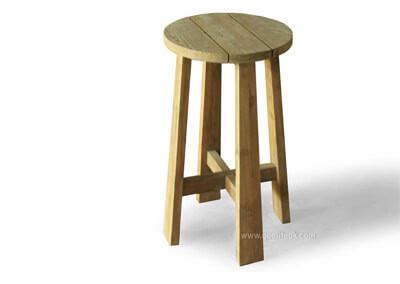 Teak Reclaimed Round Bar Stool