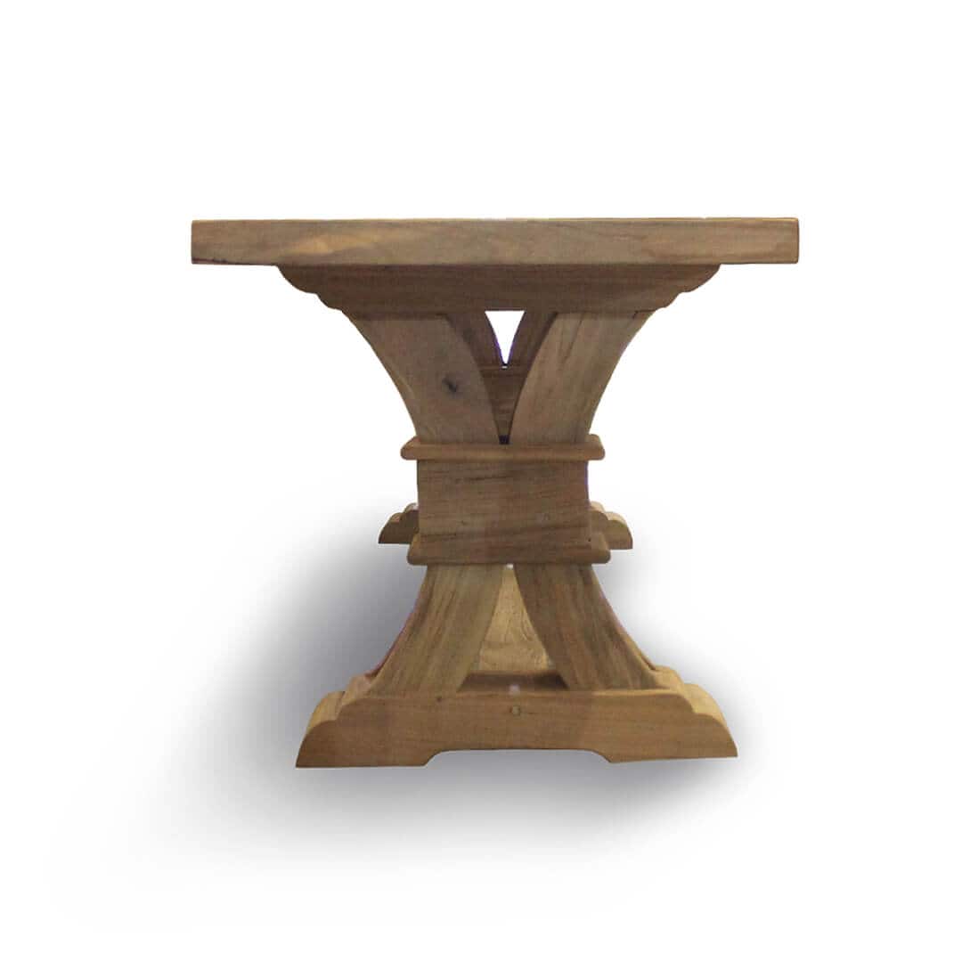 reclaimed teak dining bench side view
