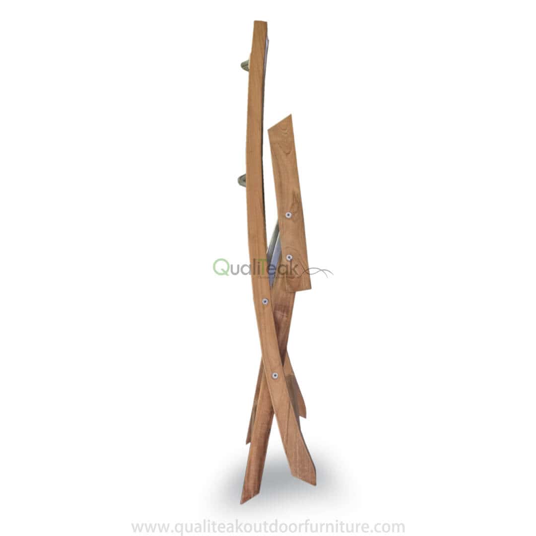 Teak Folding Chair With Textilene Fabrics Folded