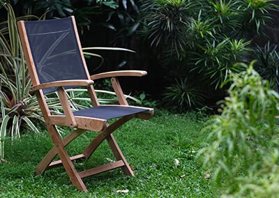 Teak Textilene Folding Armchair