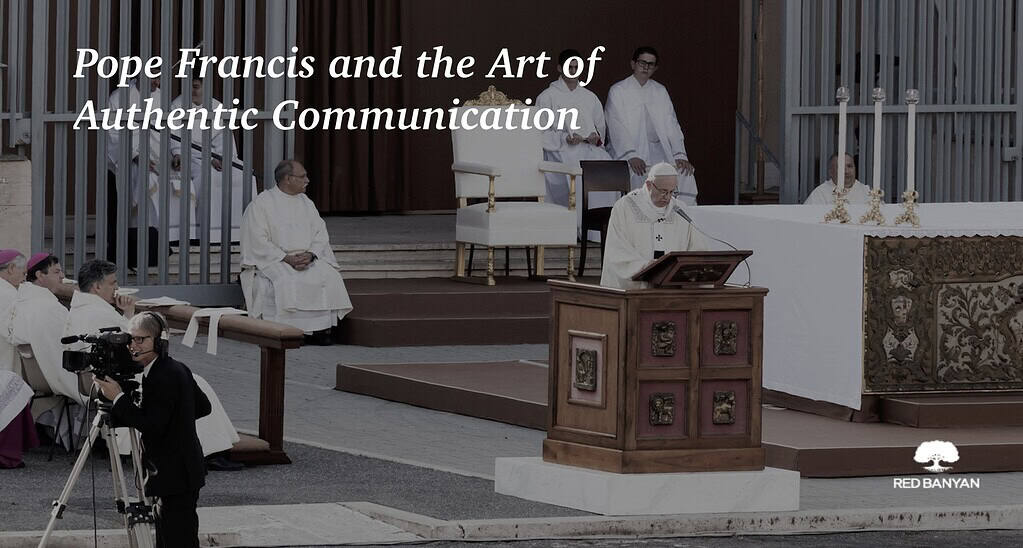 Photo of Pope Francis speaking at a podium