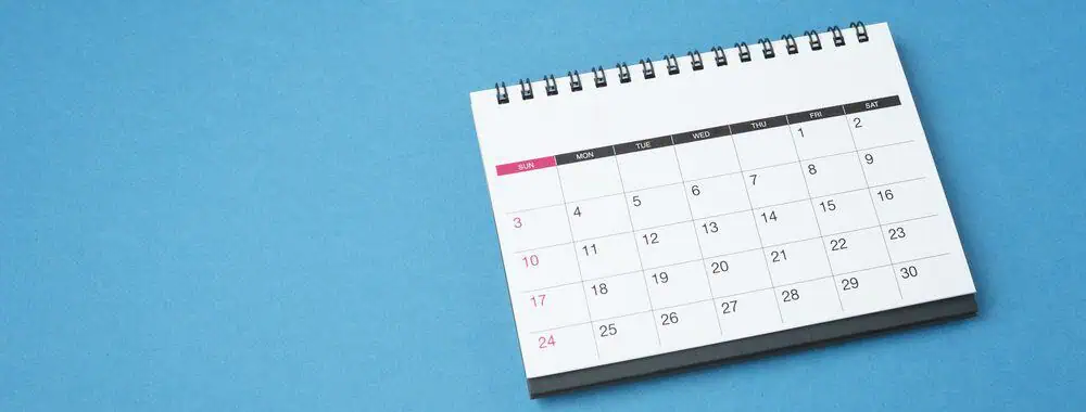 A calendar on a table