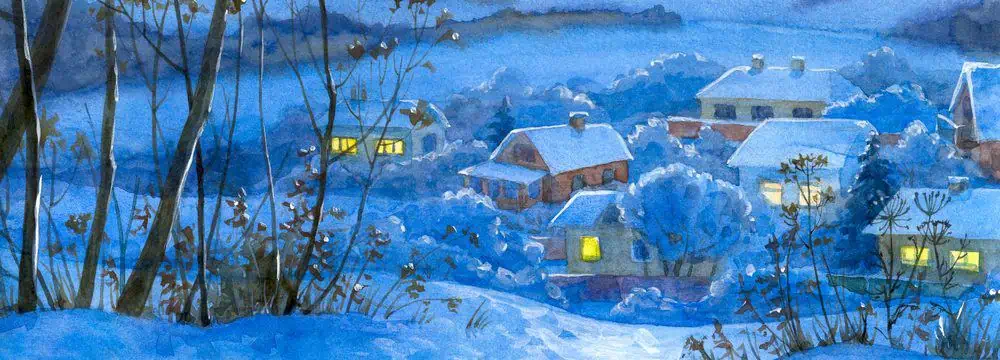 Landscape watercolor painting by Grandma Moses