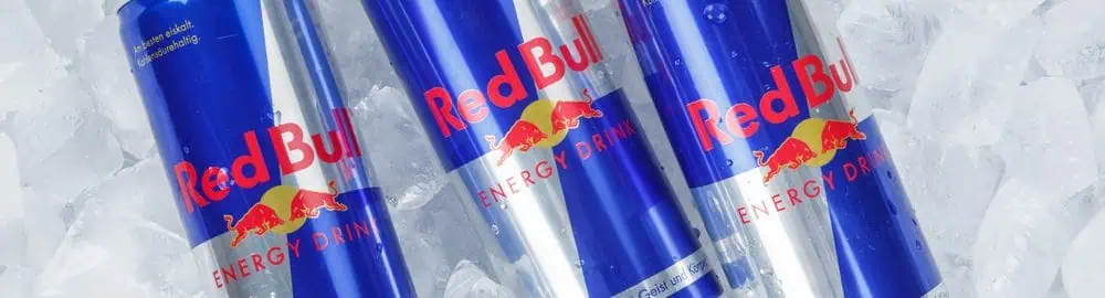 Cans of the drink Red Bull on ice created by Chaleo Yoovidhya