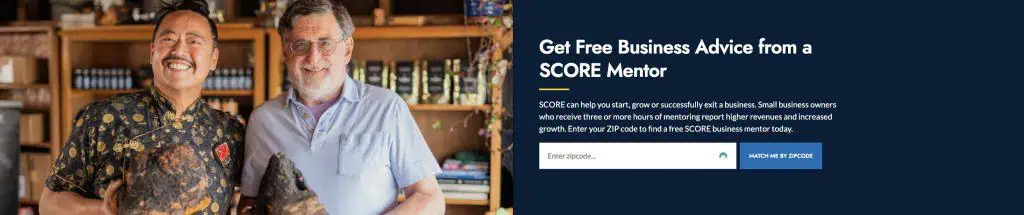 Screenshot of the SCORE website